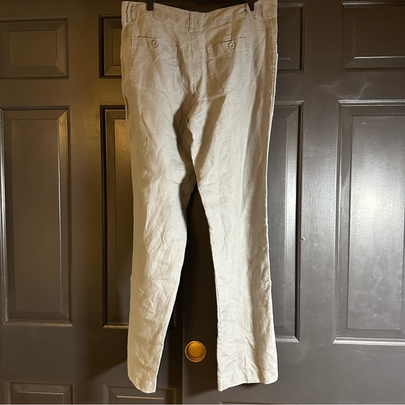 Cynthia Rowley Gray 100% linen Pants Women Straight Leg Slacks Pockets sz6 (b4 - Picture 5 of 8